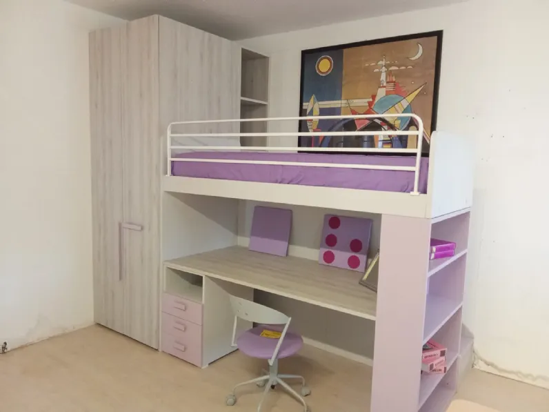 Cameretta Fantasy rosa Zg mobilicon letto a castello scontata