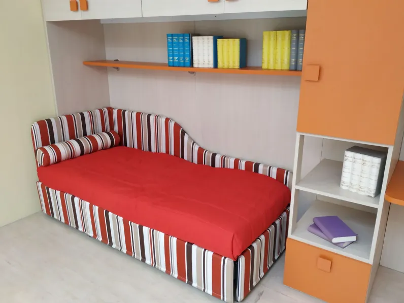 Cameretta Fantasy rovere arancio Zg mobili con letto a terra in offerta