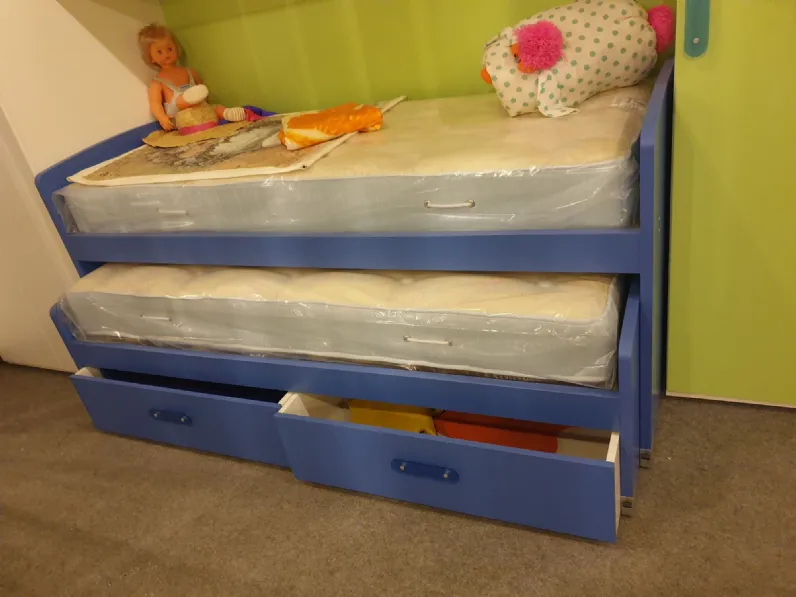 Cameretta Bluverde Ferrimobili con letto a soppalco scorrevole in Offerta Outlet