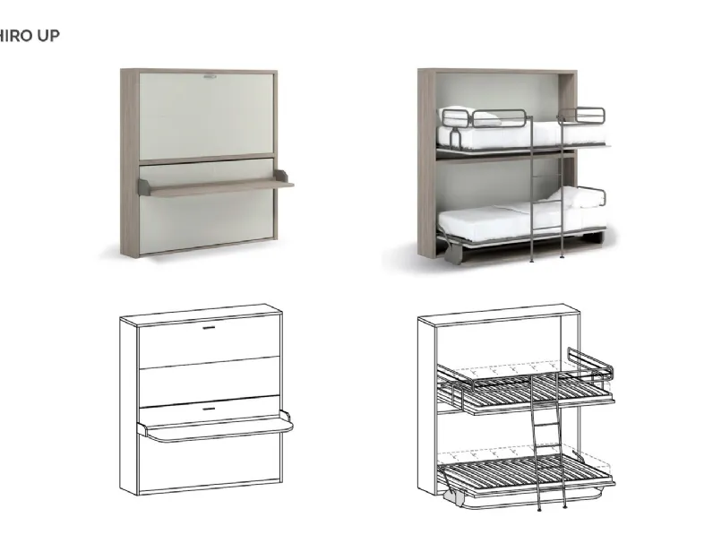 Cameretta Hiro up Clever con letti a scomparsa in Offerta Outlet