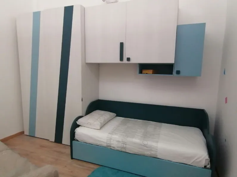 Cameretta Compos.pavone - cielo Moretti compact letti a terra a prezzo Outlet