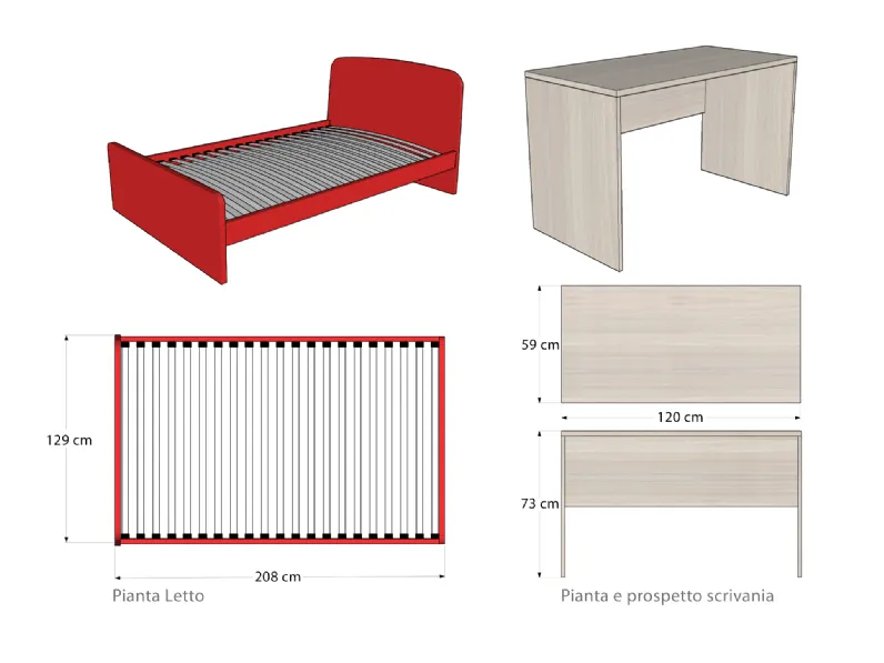 Cameretta in laccato opacoEvo premium Mistral scontata 61%