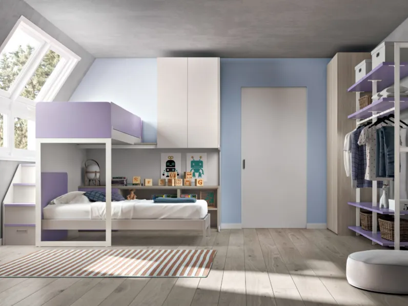 Cameretta Mottes mobili fantasy 25 Mottes selection con letto a soppalco a prezzo scontato