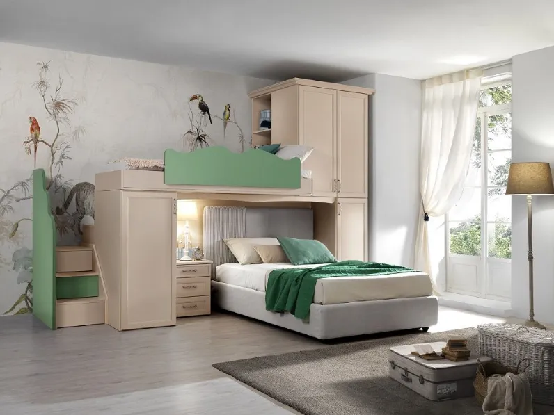 Cameretta in laminato matericoCameretta con letto a soppalco mod. nancy in promo-sconto del 40% Gruppo silwood scontata a PREZZI OUTLET