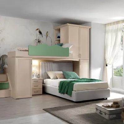 Cameretta in laminato matericoCameretta con letto a soppalco mod. nancy in promo-sconto del 40% Gruppo silwood scontata a PREZZI OUTLET