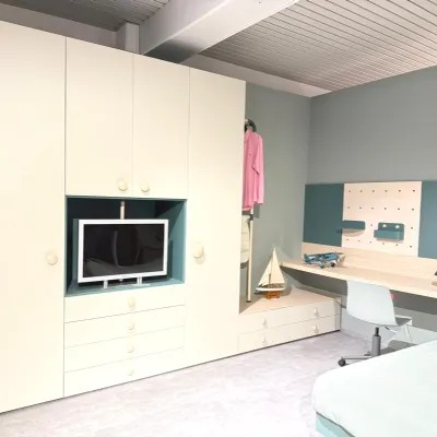 Cameretta Cameretta con porta tv Nidi in laminato opaco in Offerta Outlet