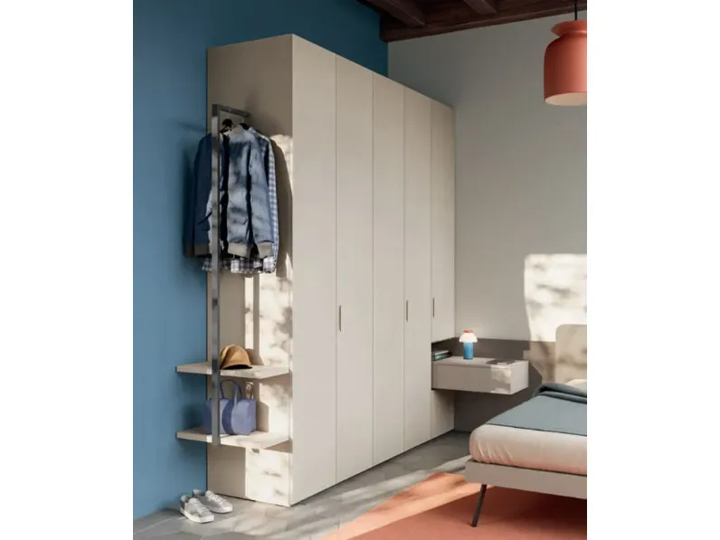 Cameretta letto a terra 21 Mistral in laminato opaco a prezzo Outlet