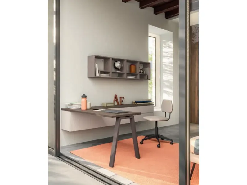 Cameretta letto a terra 21 Mistral in laminato opaco a prezzo Outlet
