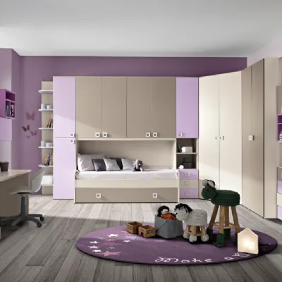 Cameretta Cameretta mod.gloria con cabina-angolare Gruppo silwood in laminato opaco a prezzo scontato