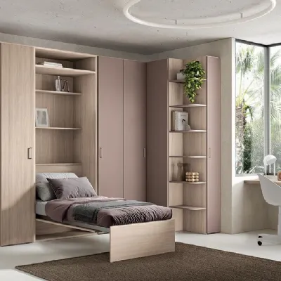 Cameretta in laminato opacoCameretta mod.happy con letto a parete M.c.s. armadi scontata a PREZZI OUTLET