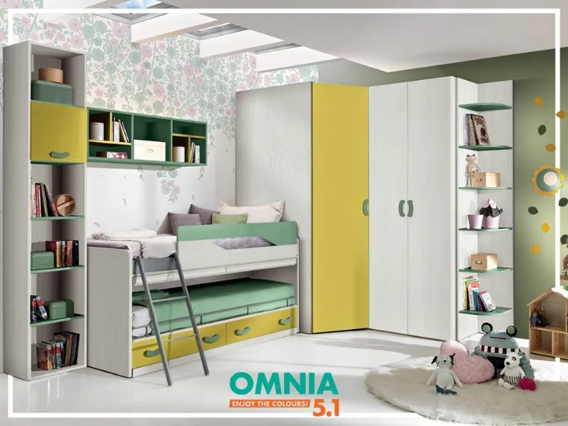 Cameretta Omnia-S con letti sovrapposti 45% sconto Outlet Silwood! Prezzi imbattibili.