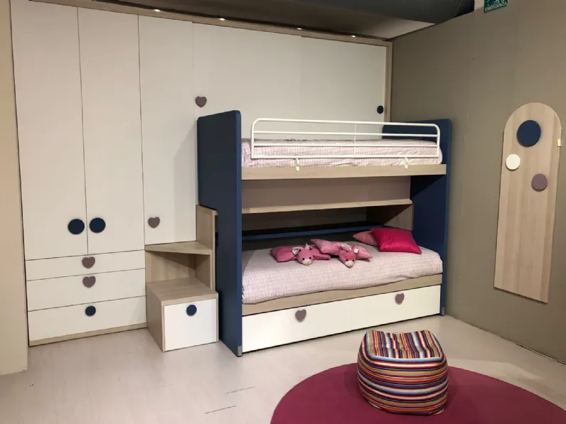 Cameretta Merlino Doimo cityline con letto a soppalco scorrevole in Offerta Outlet