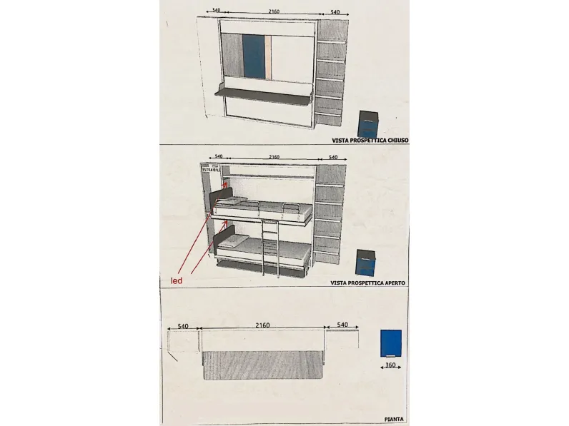 Cameretta Kaliduo board 2200 Clei in laminato opaco a prezzo scontato