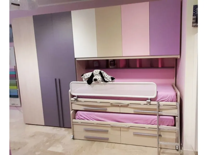 Cameretta Kids 1 Moretti compact con letto a terra in Offerta Outlet
