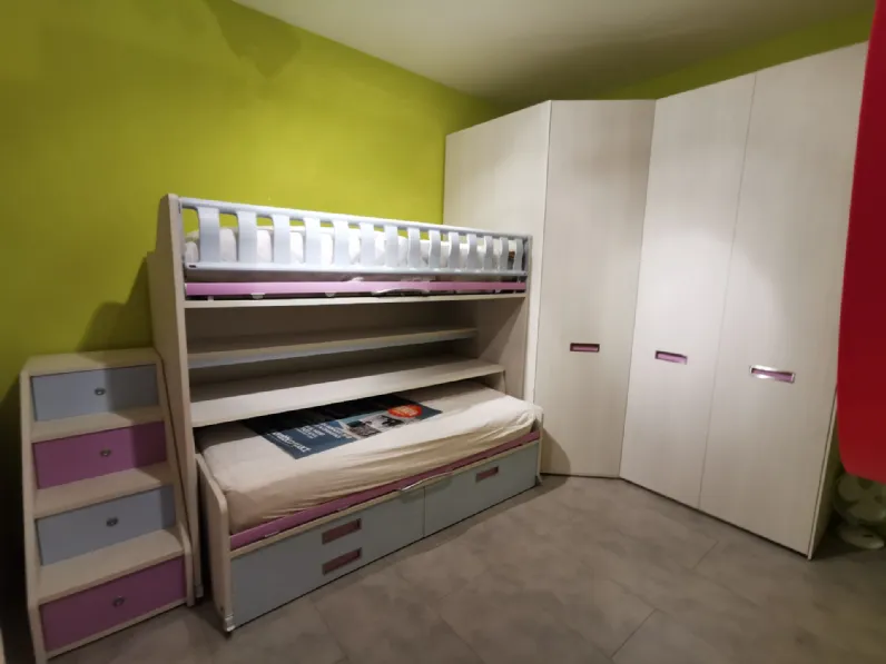 Cameretta Kids Moretti compact con letto a castello scorrevolein offerta