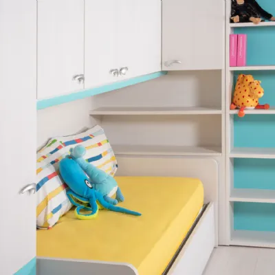 Cameretta Kids ponte Moretti compact con letto a ponte a prezzo Outlet