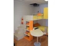 Cameretta Klou giallo arancio Battistellacon letto a ponte scontata