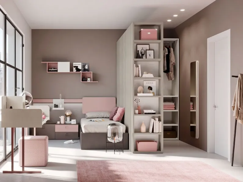 Cameretta in laminato opacoLetti a terra 04 Mistral scontata a PREZZI OUTLET