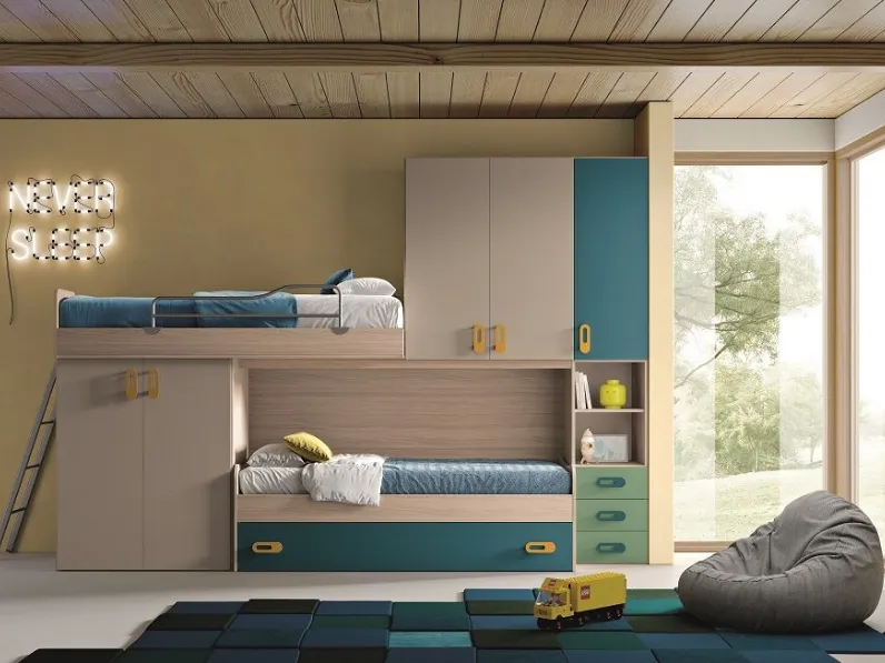 Cameretta Letto a soppalco mod.golf M.c.s. armadi con letto a soppalco a prezzo Outlet