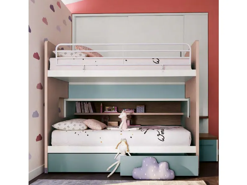 Cameretta Merlino Doimo cityline con letto a soppalco scorrevolein offerta