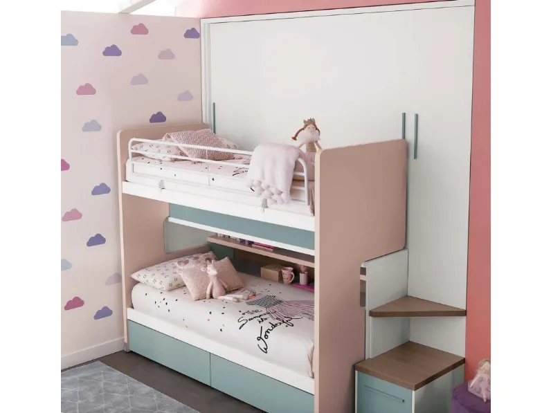 Cameretta Merlino Doimo cityline con letto a soppalco scorrevolein offerta