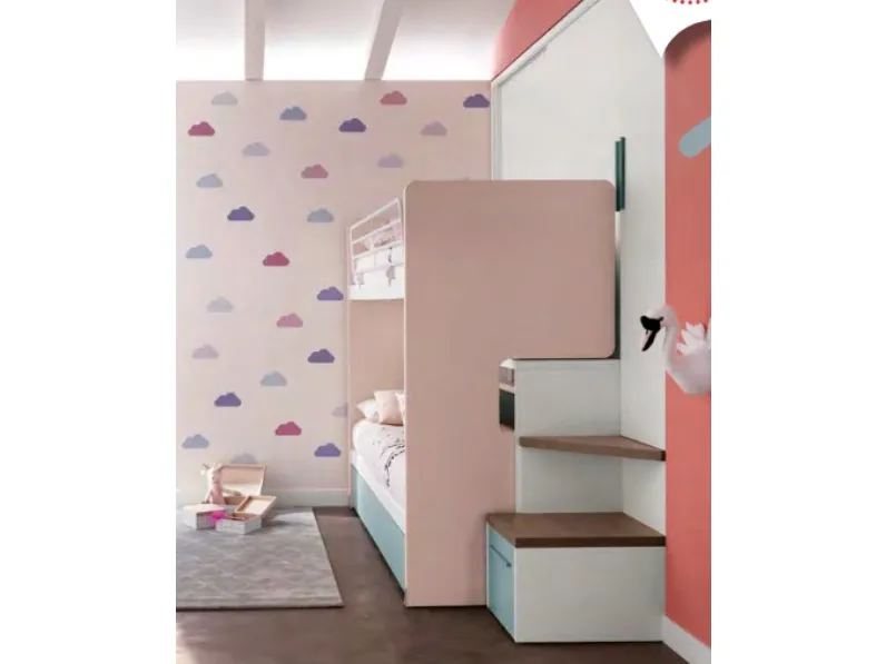 Cameretta Merlino Doimo cityline con letto a soppalco scorrevolein offerta