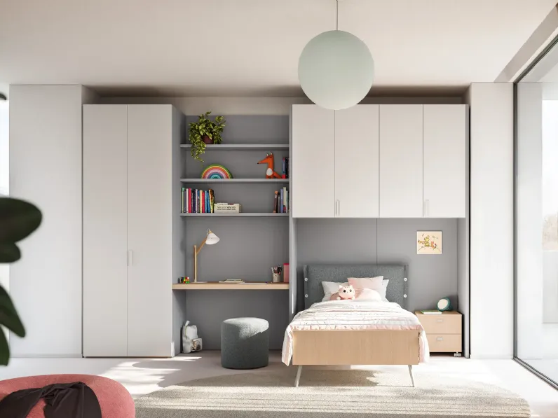 Cameretta Cameretta ponte 39 Mistral con letto a ponte a prezzo Outlet