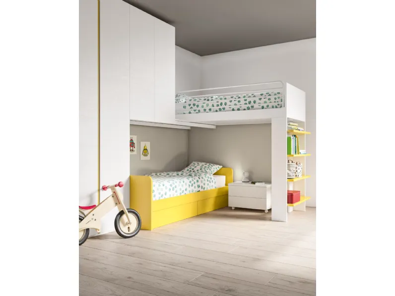 Cameretta Mottes mobili fantasy 29 Mottes selection con letto a soppalco in Offerta Outlet