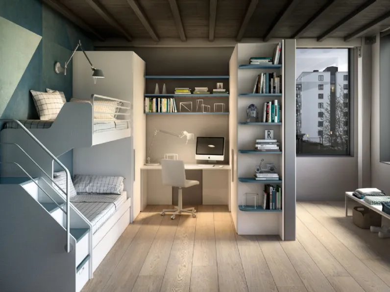 Cameretta Room170 Collezione esclusiva con letto a soppalco a prezzo Outlet