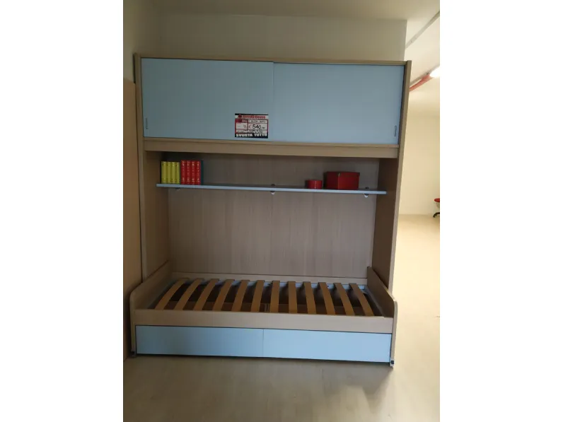 Cameretta Oliver: rovere e celeste, Zg Mobili in laminato opaco. Prezzo scontato!