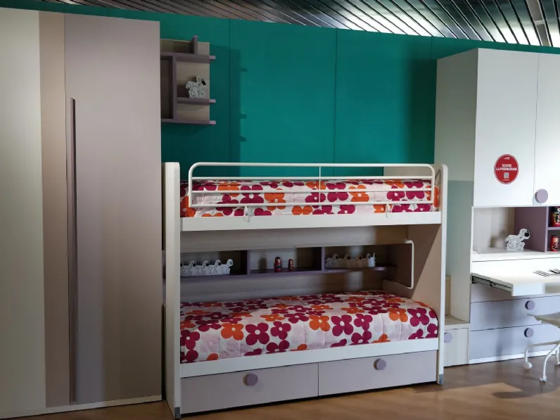 Cameretta Qik Doimo cityline con letto a castello scorrevole in Offerta Outlet