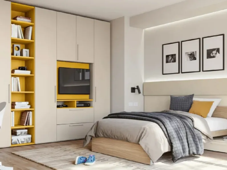 Cameretta Qik yellow Doimo cityline in laminato opaco a prezzo Outlet