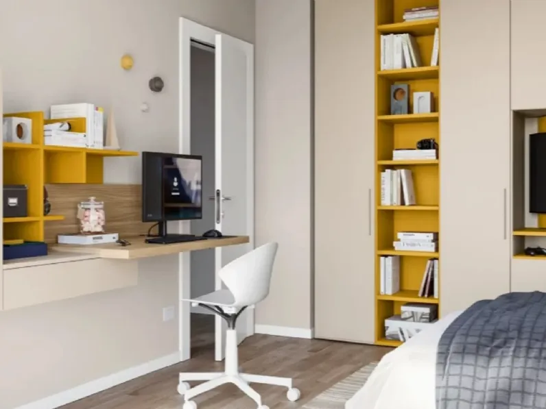 Cameretta Qik yellow Doimo cityline in laminato opaco a prezzo Outlet