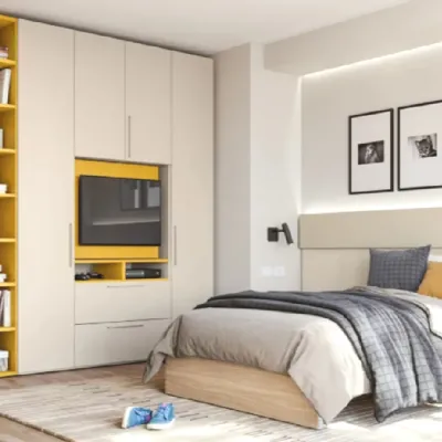 Cameretta Qik yellow Doimo cityline in laminato opaco a prezzo Outlet