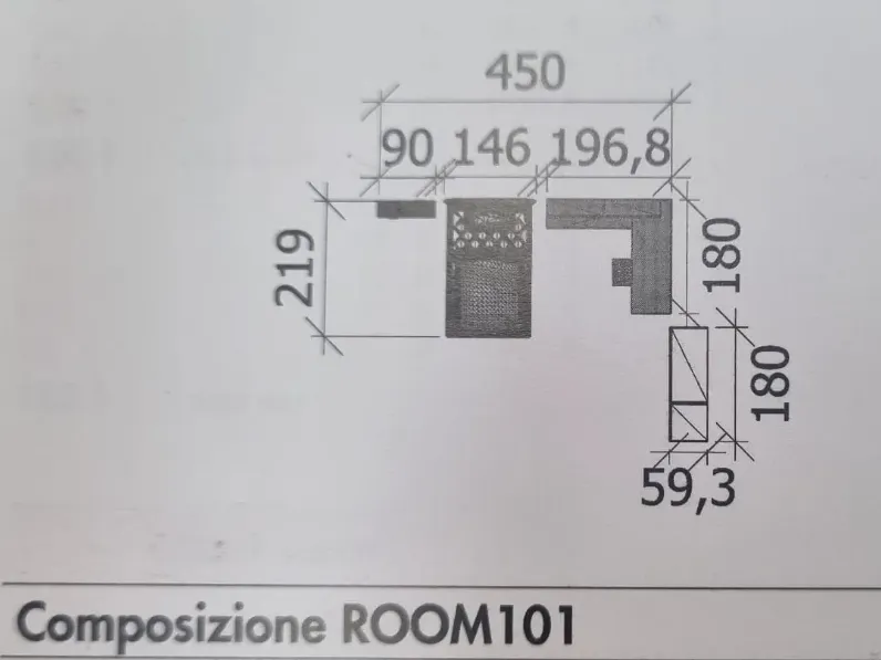 Cameretta Room101 Zg mobili con letto una piazza e mezza
 a prezzo scontato