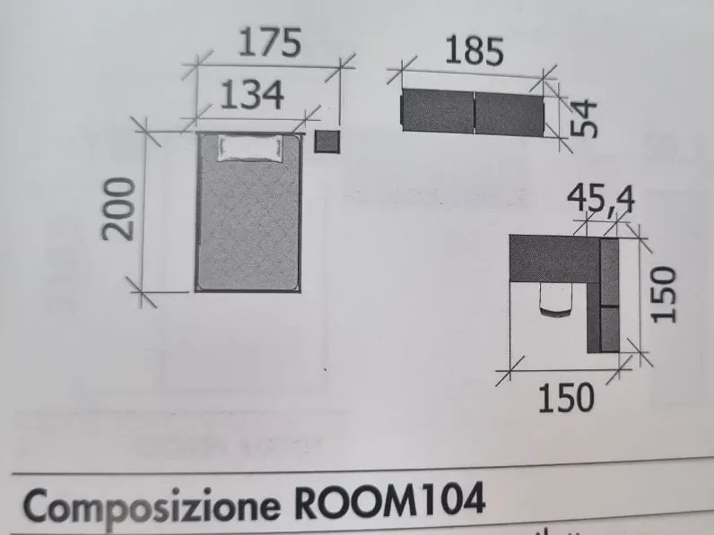 Cameretta in laminato opaco Room104 Zg mobili scontata a PREZZI OUTLET