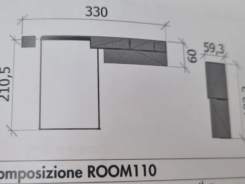 Cameretta Room110 Zg mobili con letto una piazza e mezza
 scontata