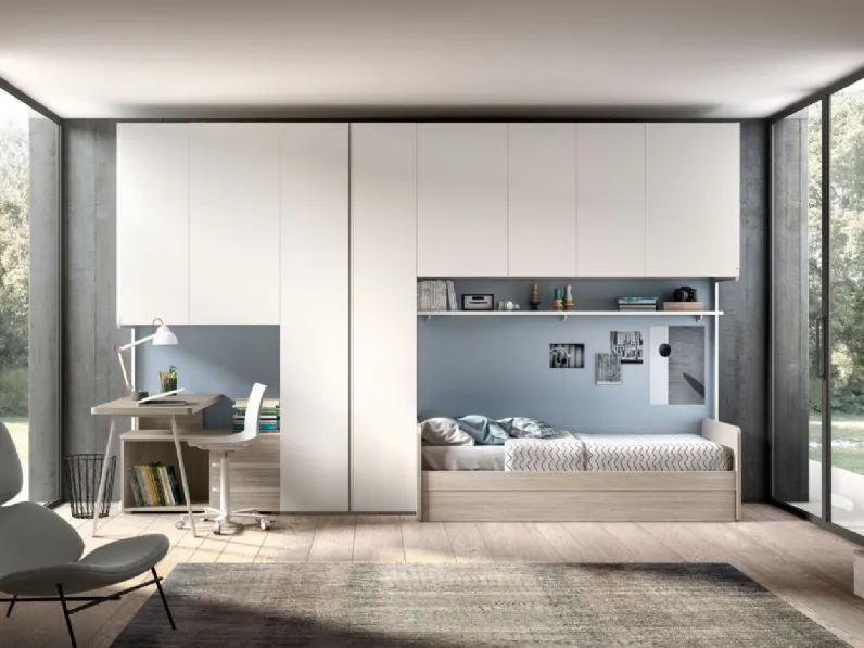 Cameretta Room146 Zg mobili con letto a soppalco scorrevole in Offerta Outlet
