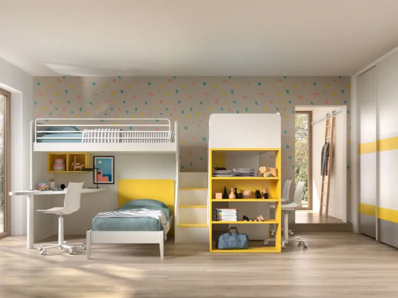 Cameretta Room158 Collezione esclusiva con letto a soppalco a prezzo Outlet
