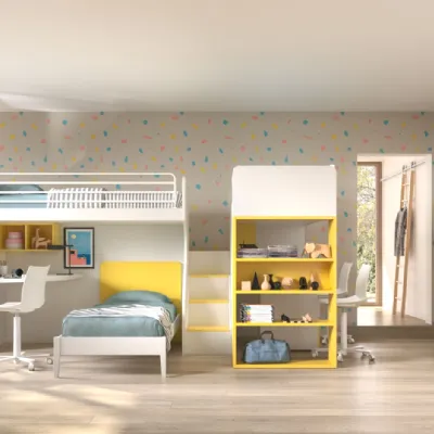 Cameretta Room158 Collezione esclusiva con letto a soppalco a prezzo Outlet