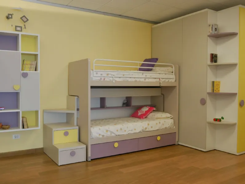 Cameretta Roy Doimo cityline con letto a castello scorrevole a prezzo Outlet