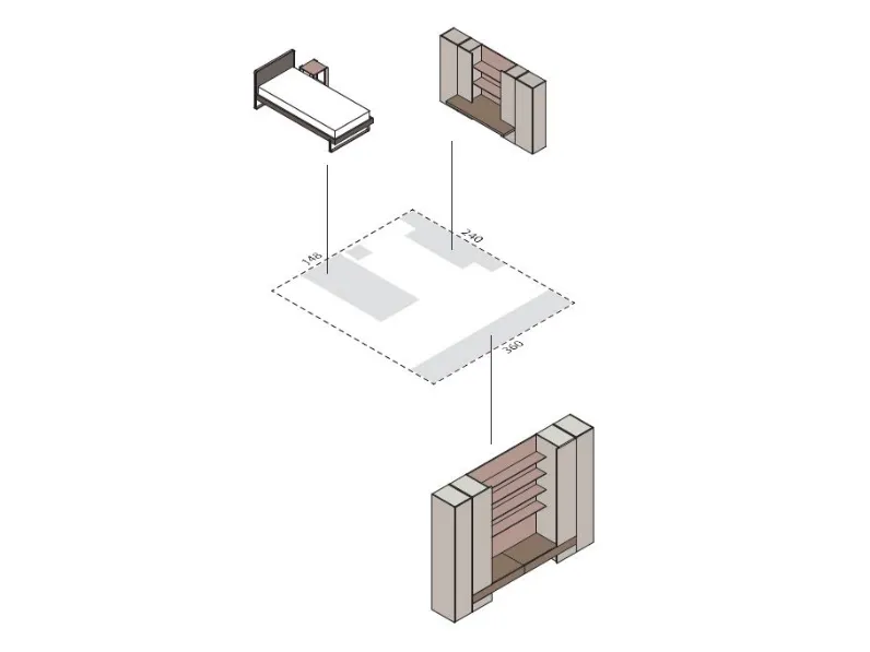 Cameretta S22 * Clever in laminato materico a prezzo scontato