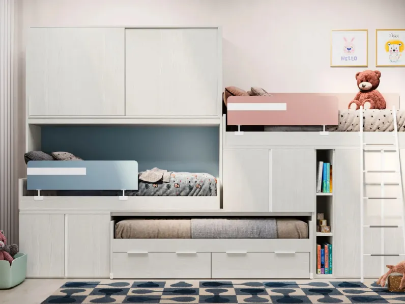 Cameretta Smart junior 42 San martino mobili con letto a soppalco scorrevolein offerta