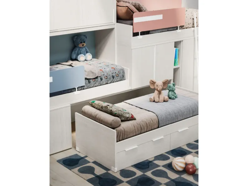 Cameretta Smart junior 42 San martino mobili con letto a soppalco scorrevole in offerta