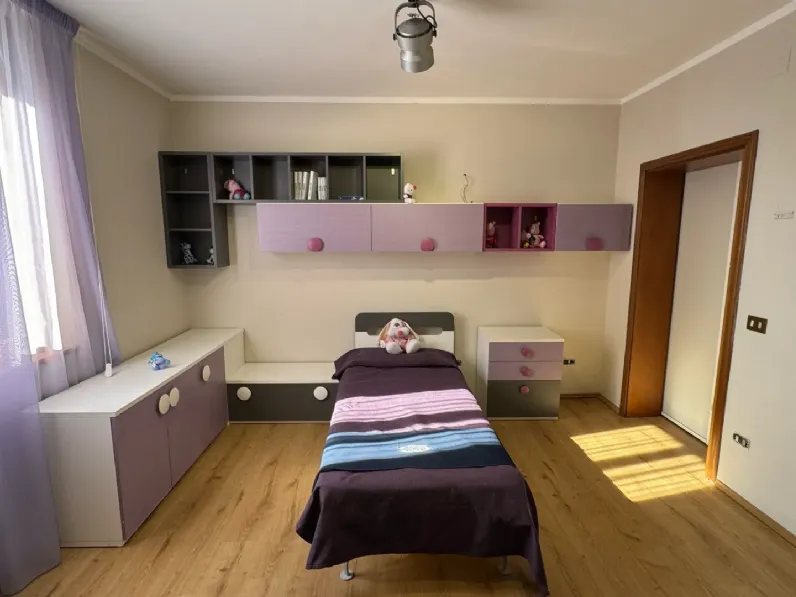 Cameretta Violetta, frassino bianco, antracite Furlan in laccato opaco a prezzo Outlet