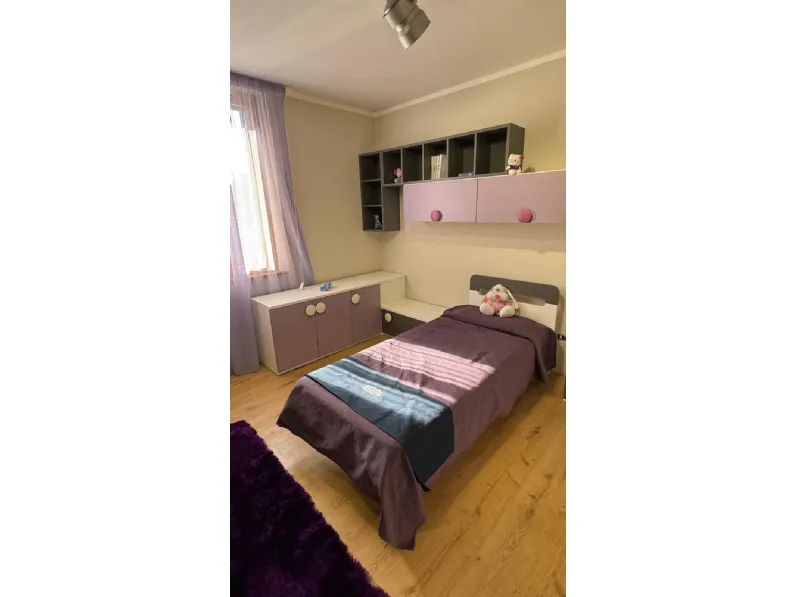 Cameretta Violetta, frassino bianco, antracite Furlan in laccato opaco a prezzo Outlet