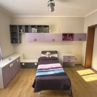 Cameretta Violetta, frassino bianco, antracite Furlan in laccato opaco a prezzo Outlet