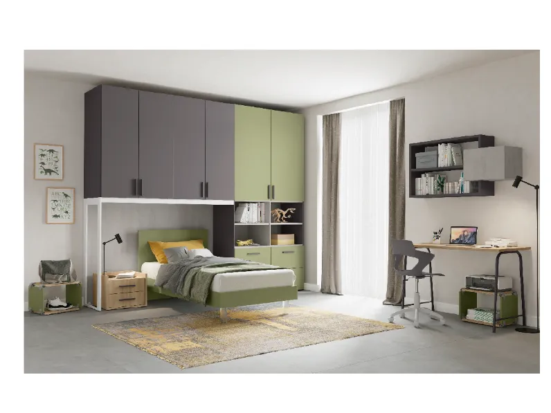 Cameretta Volo-316 Colombini casa in laminato opaco a prezzo Outlet