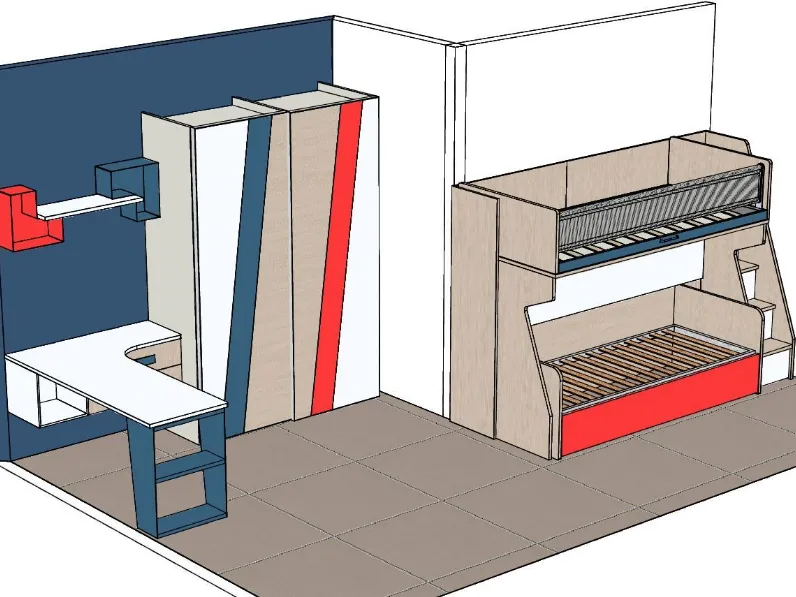 Cameretta Young navy Moretti compact con un ribasso imbattibile