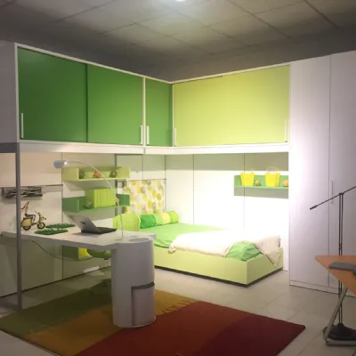 Cameretta Young solution ponte Zalf con letto a terra a prezzo Outlet